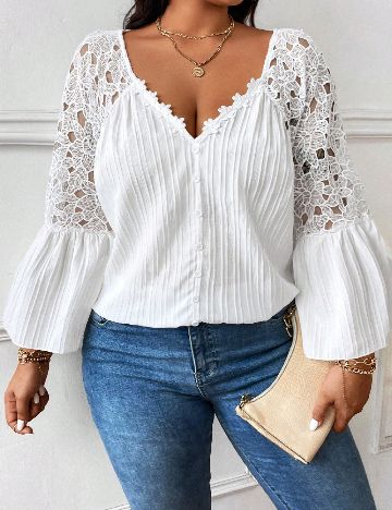 Bluza SHEIN CURVE, alb