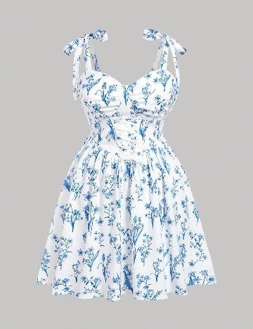 Rochie scurta SHEIN CURVE, alb/albastru