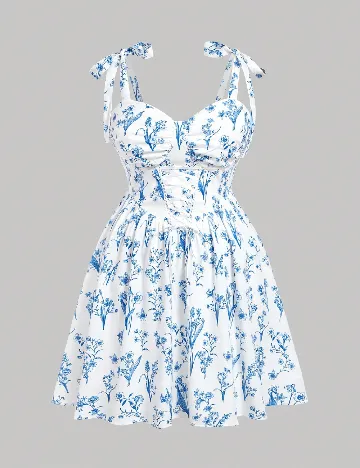 Rochie scurta SHEIN CURVE, alb/albastru