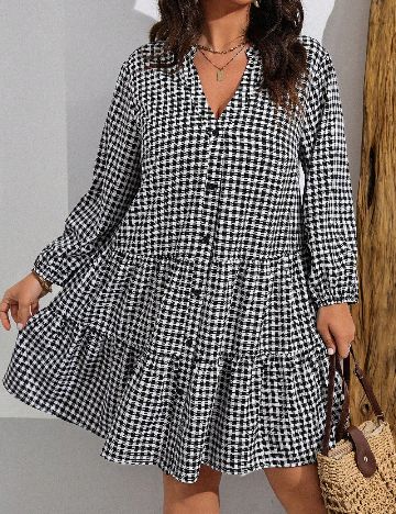 Rochie scurta SHEIN CURVE, alb/negru