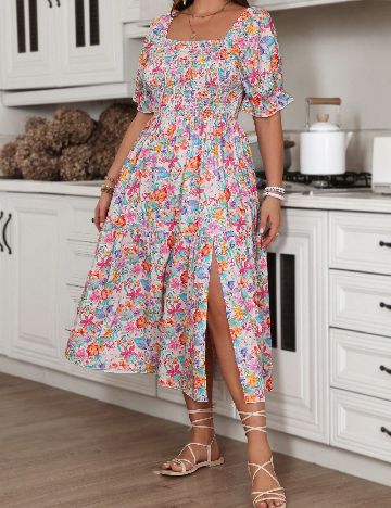 Rochie medie SHEIN CURVE, floral print