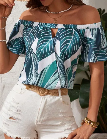 Bluza SHEIN, verde/alb