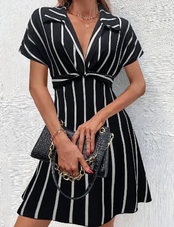 Rochie scurta SHEIN, alb/negru