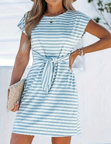 Rochie scurta SHEIN, alb/albastru