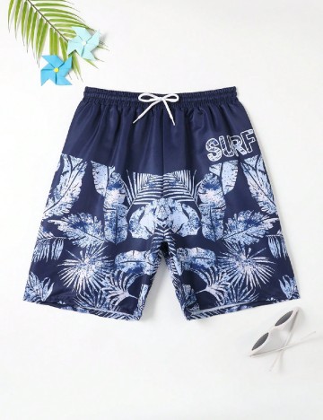 Short de baie Shein Kids, bleumarin