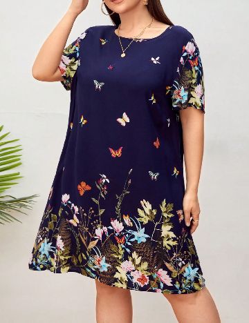 Rochie scurta SHEIN CURVE, bleumarin