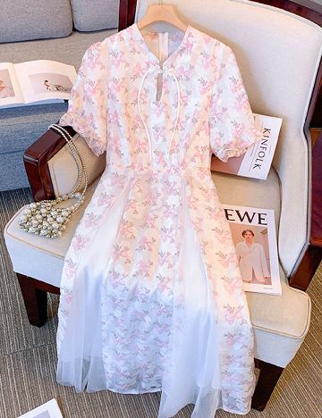 Rochie scurta SHEIN, alb/roz