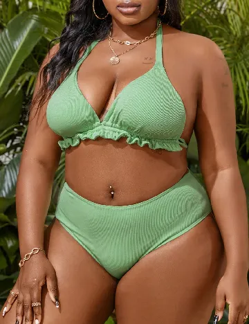 Costum de baie SHEIN CURVE, verde