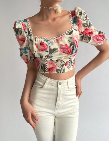 Top SHEIN, floral print