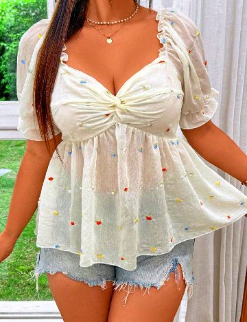 Bluza SHEIN CURVE, ecru