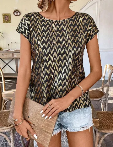 Bluza SHEIN, negru/auriu