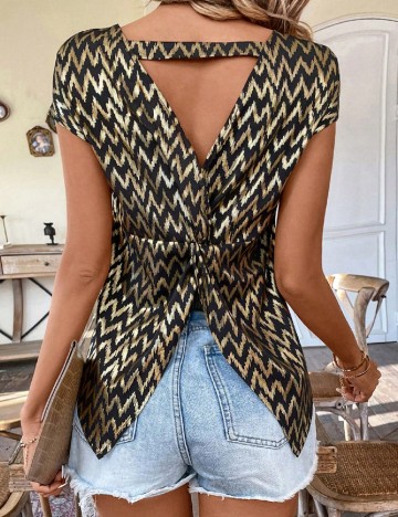 Bluza SHEIN, negru/auriu