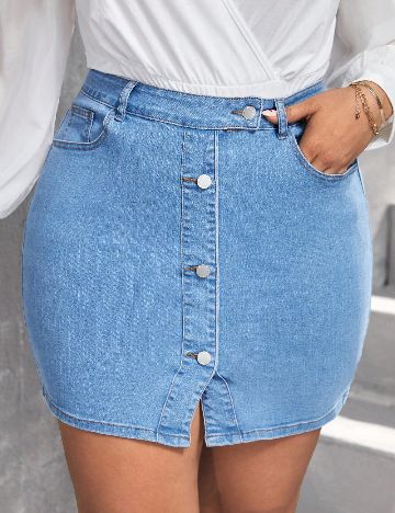 Fusta SHEIN CURVE, albastru