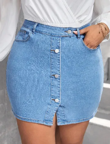 Fusta SHEIN CURVE, albastru