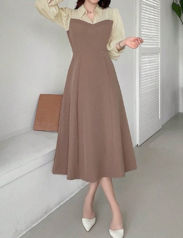 Rochie medie Dazy, maro