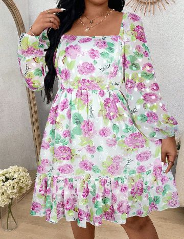 Rochie scurta SHEIN CURVE, floral print