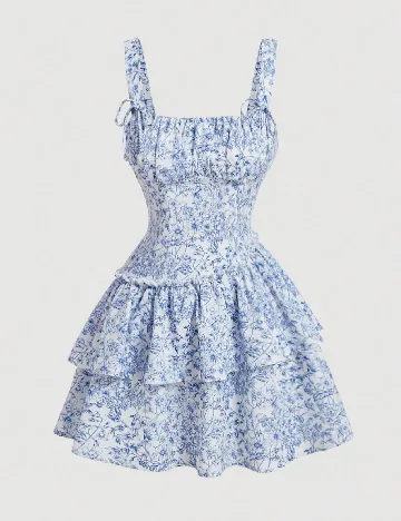 Rochie scurta SHEIN CURVE, alb/albastru