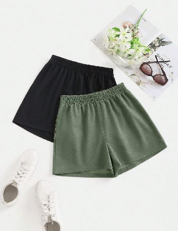Set Pantaloni scurti SHEIN, verde/negru