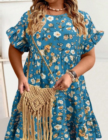 Rochie medie SHEIN CURVE, albastru