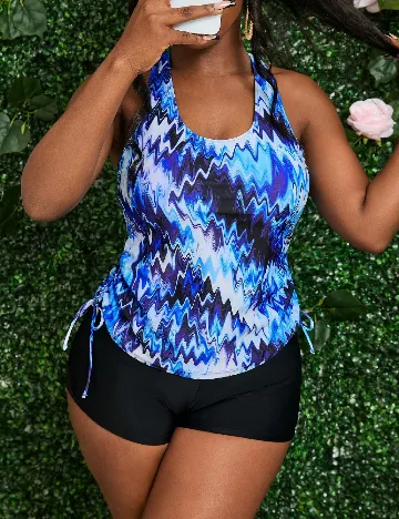 Costum de baie SHEIN, negru/albastru