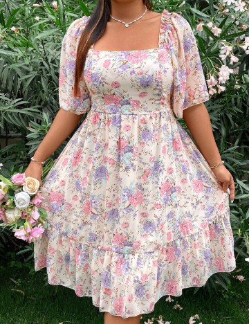 Rochie scurta SHEIN CURVE, floral print