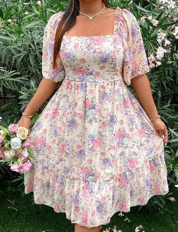 Rochie scurta SHEIN CURVE, floral print