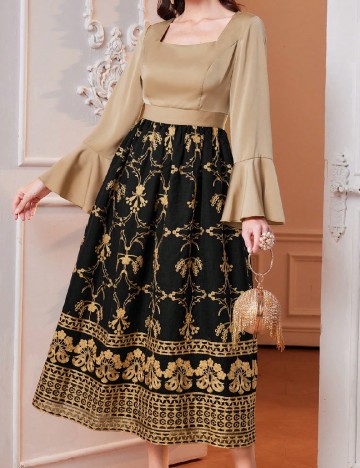 Rochie medie SHEIN, negru/maro