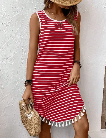 Rochie scurta SHEIN, alb/rosu