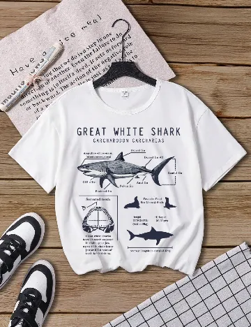 Tricou Shein Kids, alb