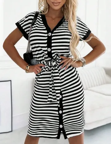 Rochie medie SHEIN, alb/negru