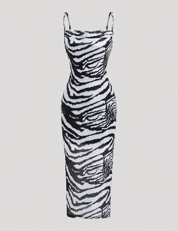 Rochie medie SHEIN, alb/negru