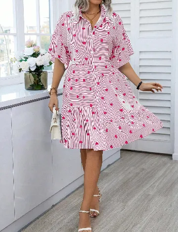 Rochie scurta SHEIN CURVE, alb/roz