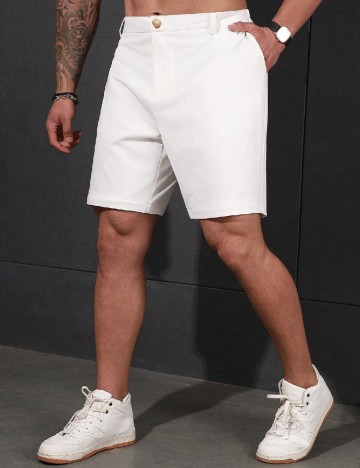 Pantaloni scurti SHEIN Plus Size Men, alb