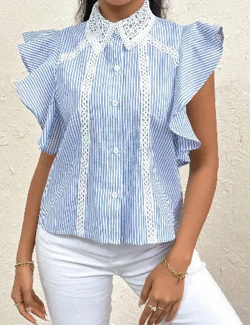 Camasa SHEIN, alb/albastru