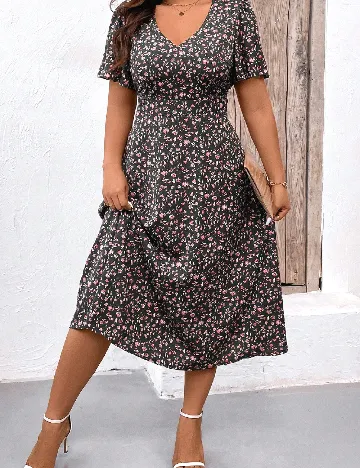 Rochie medie SHEIN CURVE, verde inchis