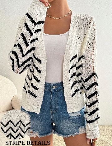Cardigan SHEIN, alb/negru