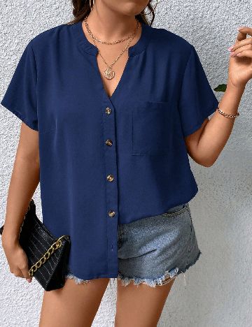 Camasa SHEIN CURVE, bleumarin