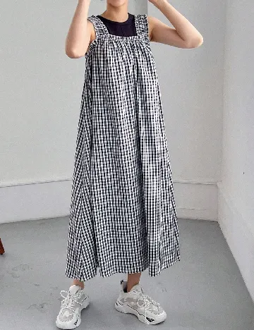 Rochie lunga Friful, alb/negru