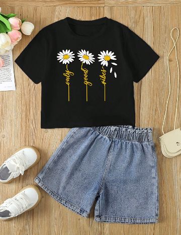 Compleu Shein Kids, albastru/negru