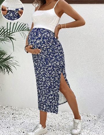 Compleu SHEIN Maternity, alb/albastru