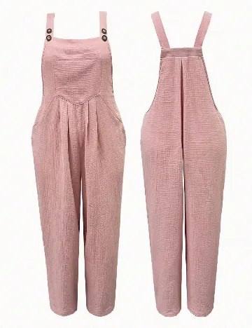 Salopeta SHEIN CURVE, roz pudra