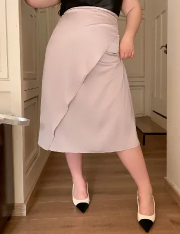 Fusta Dazy Plus Size, crem