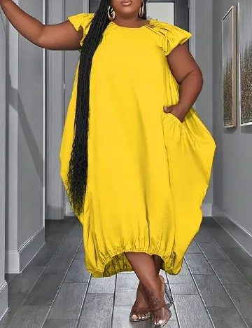 Rochie medie SHEIN CURVE, galben