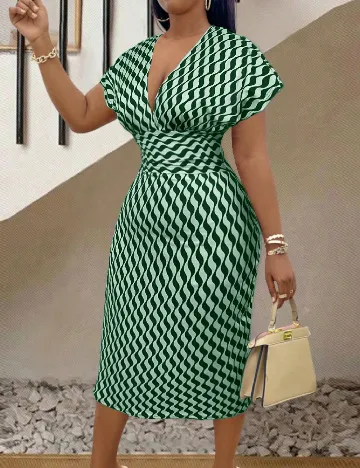 Rochie medie SHEIN CURVE, verde/bleu