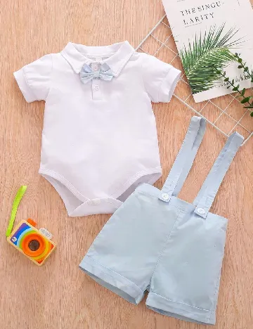 Compleu Shein Kids, alb/albastru