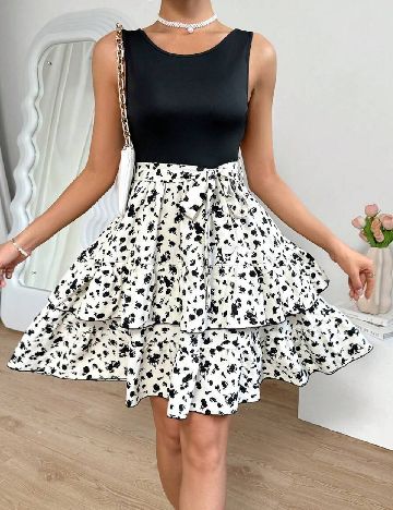 Rochie scurta SHEIN, ecru/negru