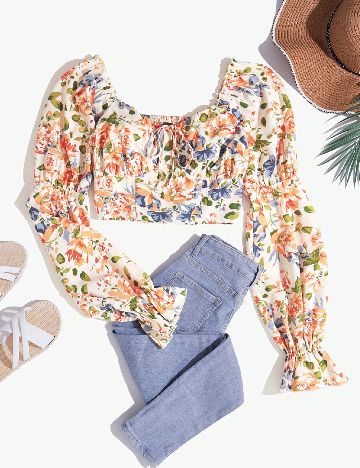 Top SHEIN, floral print