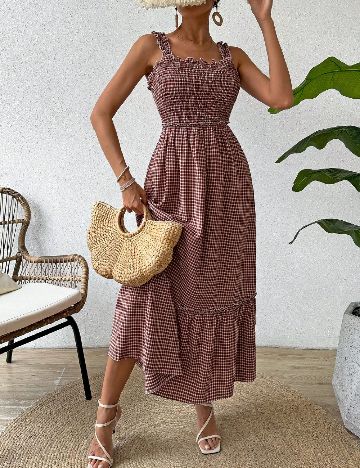 Rochie medie SHEIN, alb/maro