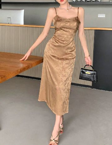 Rochie medie Dazy, maro