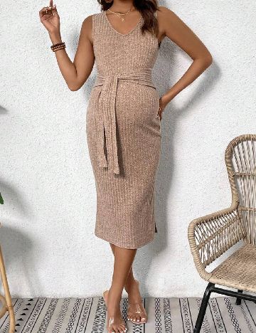 Rochie medie SHEIN Maternity, maro